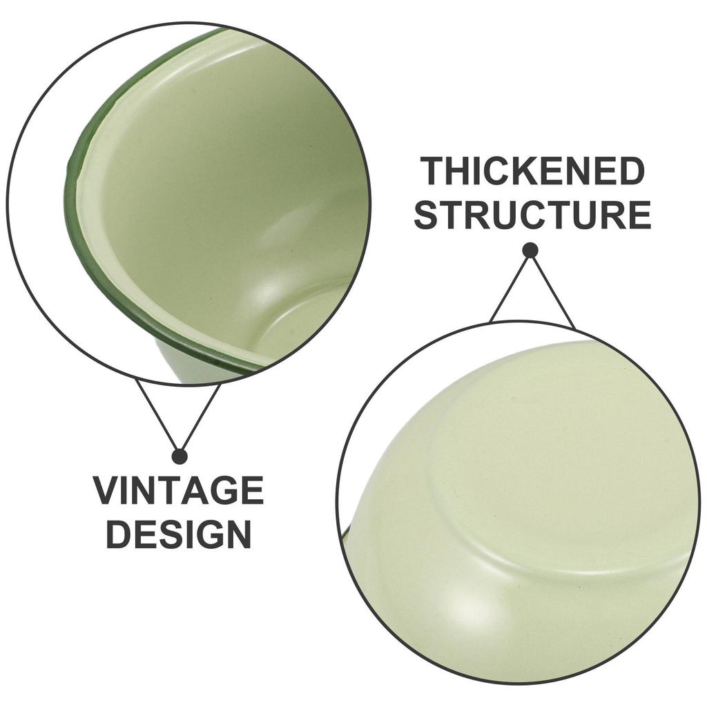 Vintage Enamel Bowl 15.5Cm Retro Soup Noodle Serving Mixing Basin For Kitchen Dining Asian Ramen Hotpot Wear Resistant