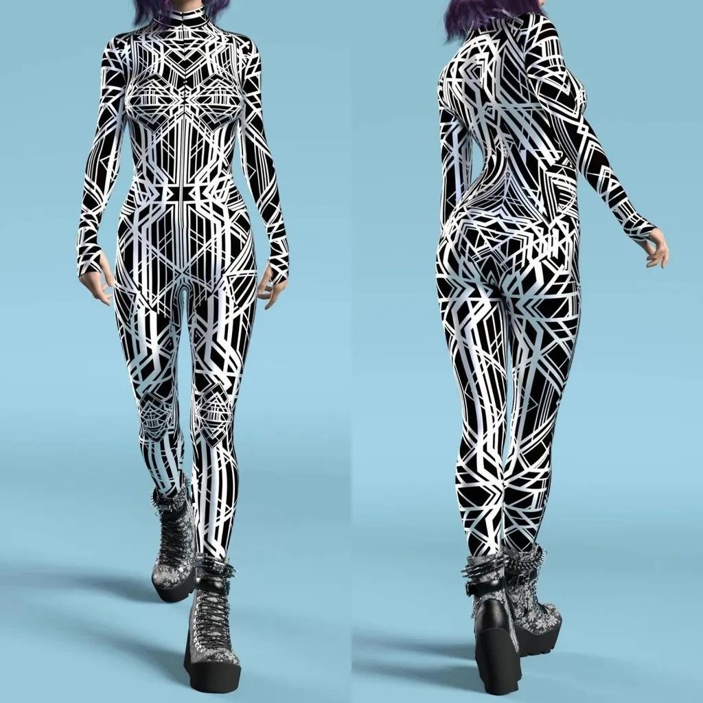 3D цифровая печать сценических костюмов для взрослых Хэллоуин Мероприятие Карнавал Тематическая вечеринка Костюм для косплея Костюм для ролевой игры Комбинезон