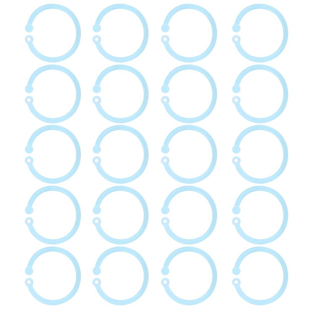 20pcs Plastic Rings Transparent Flexible Loose Leaf Book Binder Rings for School Home Office Cards Document NotebookBlue