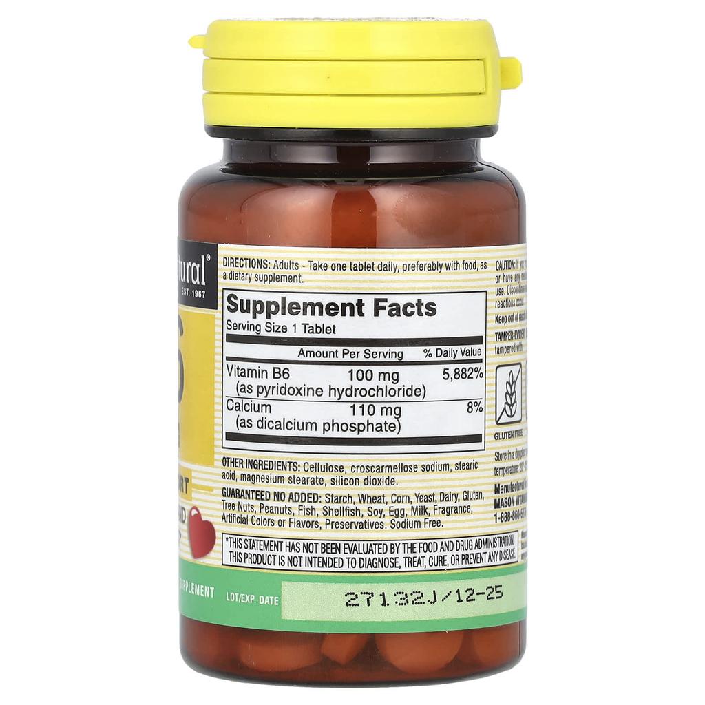 Vitamin B6, 100Mg, 100 Tablets