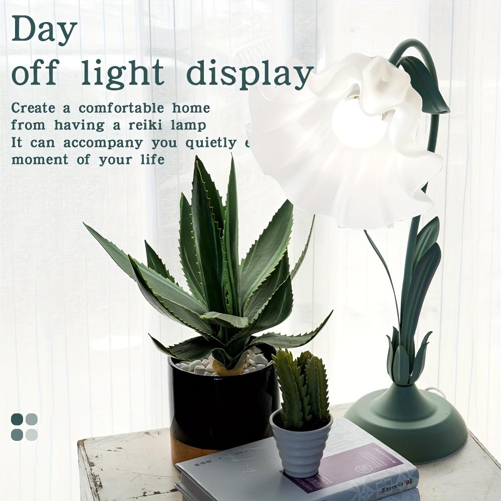 Modern Bedside Lamp Stained Flower Table Lamp Reading Lamp Desk Lights19.6 Inches Tall For Bedroom Living Room Office Dresser