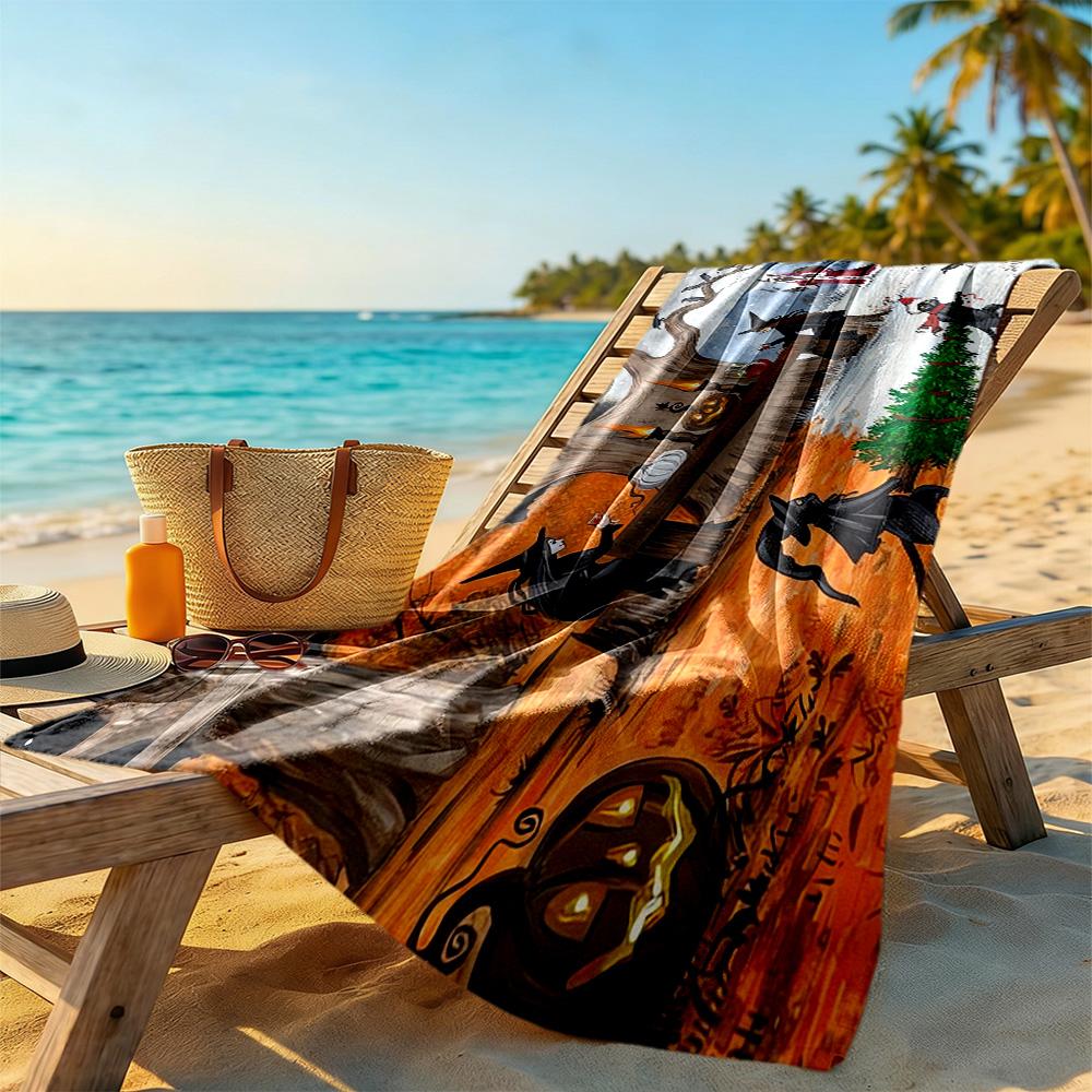 Halloween Beach Towel Super Soft & Absorbent Comfortable Lightweight Suitable for Swimming, Gym, Camping, Yoga Vacation
