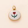 Stainless steel dopamine printed pendant DIY necklace, small flower strawberry house bow, cherry gold-plated color preservation