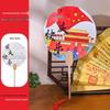 Патриотический DIY веер из бумаги Сюань: Ручная роспись красным узором с контурными линиями