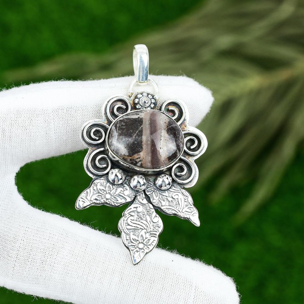 Sisters Day Sale Coconut Jasper Stone 925 Silver Bezel Wedding Pendant Jewelry