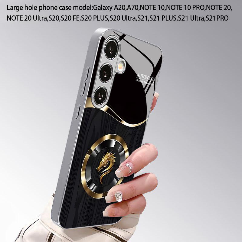 2D чехол для телефона с узором Черный Дракон Золотой для Samsung S26 S25 S24 S23 S22 S21 S20 A56 A36 A16 - Стеклянная защитная крышка