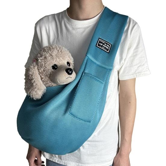 Pet Carrier Sling Breathable Crossbody Bag Puppy Carrier Purse Hand-Free Dog Sling Carrier with Storage Pockets for Small Dogs Cats