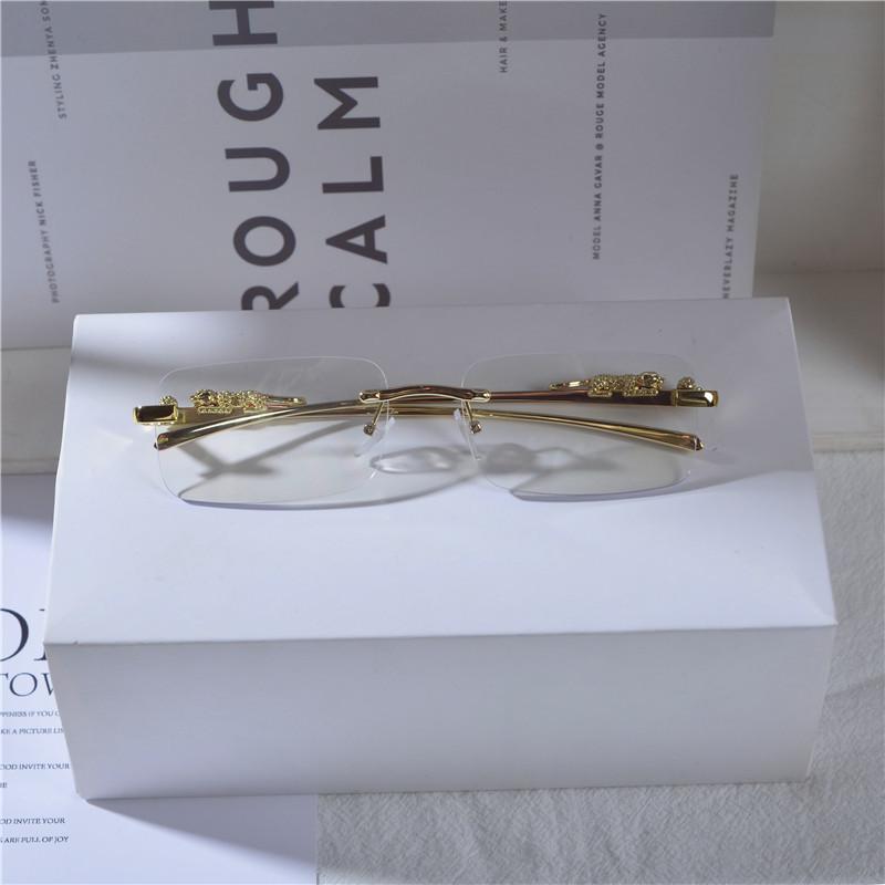 Retro Leopard Head Metal Sunglasses Frameless Sun Glasses Men's And Women's Small Frame Classic Glasses UV400 Eyeglasses