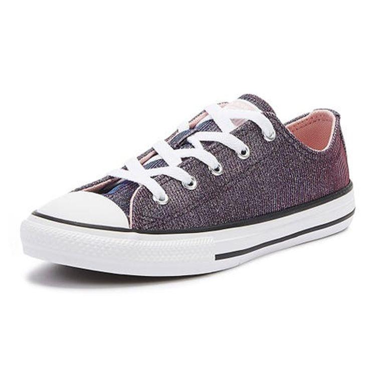 Converse Chuck Taylor All Star Удобная повседневная носка Прочные дышащие низкие парусиновые кеды Детские кроссовки Фиолетовый Розовый 665102C
