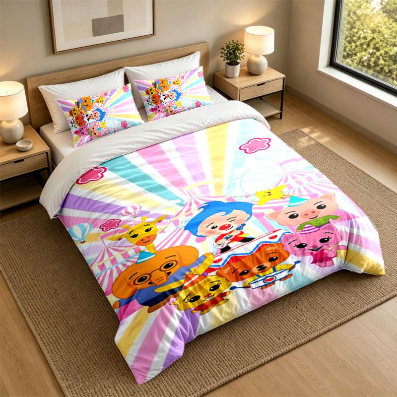 3Pcs Bedding SetEl Payaso Plim Plim Soft Bed Sheet and Two Pillowcases Home Bedroom Decor