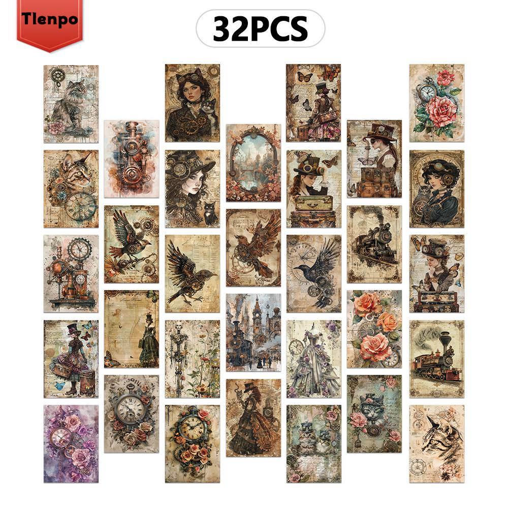 32pcs, Retro Punk Postcard, Mechanical, Birthday/Anniversary Gift, Collectible, Suitable for Gift Giving, Can Be Mailed.