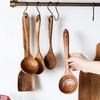 Slotted Wooden Spoon Kitchen Skimmer Colander Long Wooden Strainer Spoon for Cooking Ladle Food Strainer Spoon Kitchen Utensils