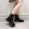 Fashion Women 2024 Autumn New Tooling Boots Lady Anti Slip Waterproof Lace Up Short Boots Students Casual Thick Heel Knight Boots