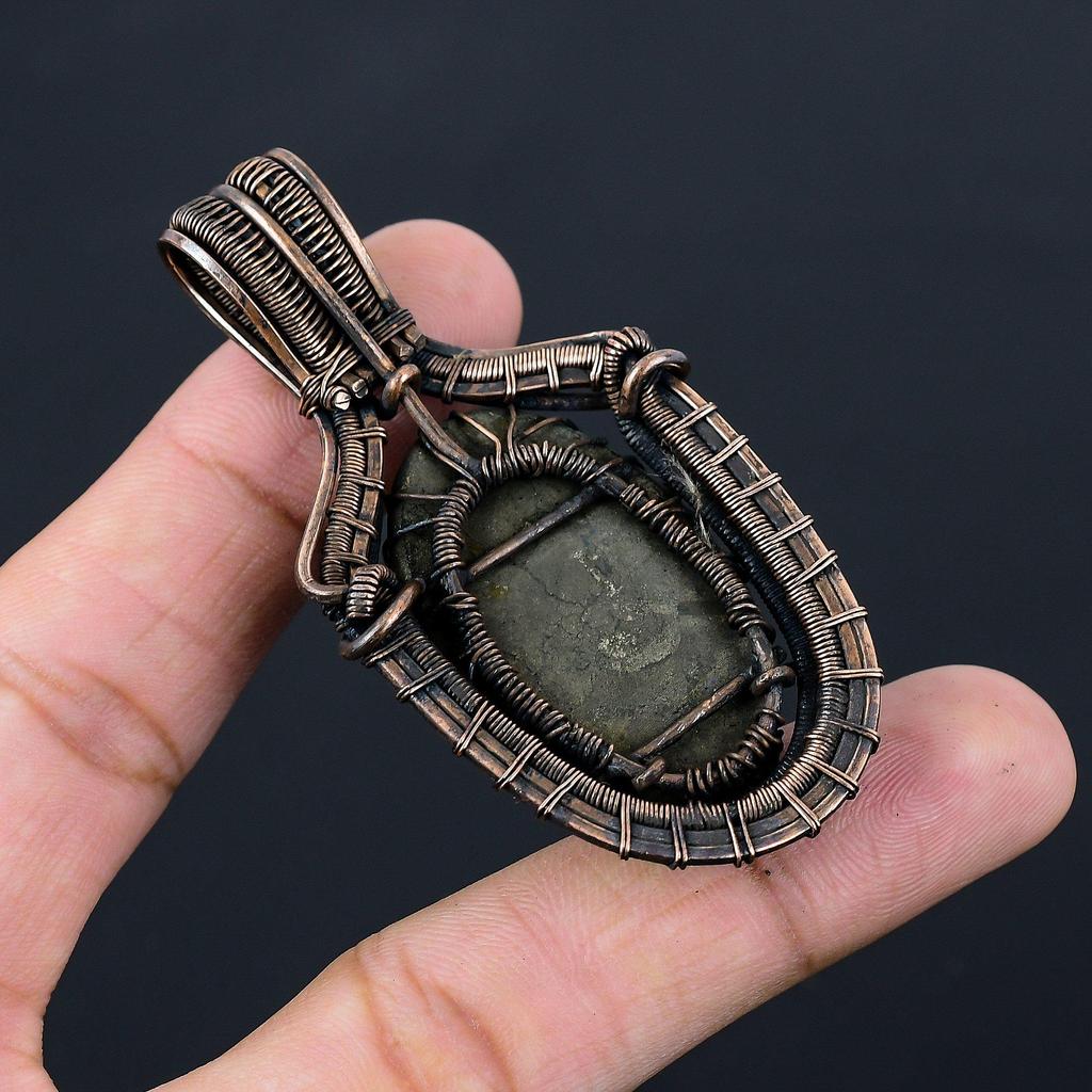 Древо жизни золотой апач пирит драгоценный камень чистая медная проволока обернутая подвеска ручной работы ювелирные изделия для рождественского подарка