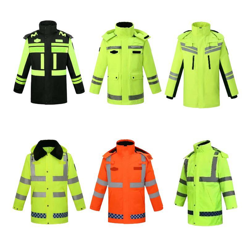 Светоотражающее зимнее дождевик для дорожной службы - Толстая подкладка для защиты от холода