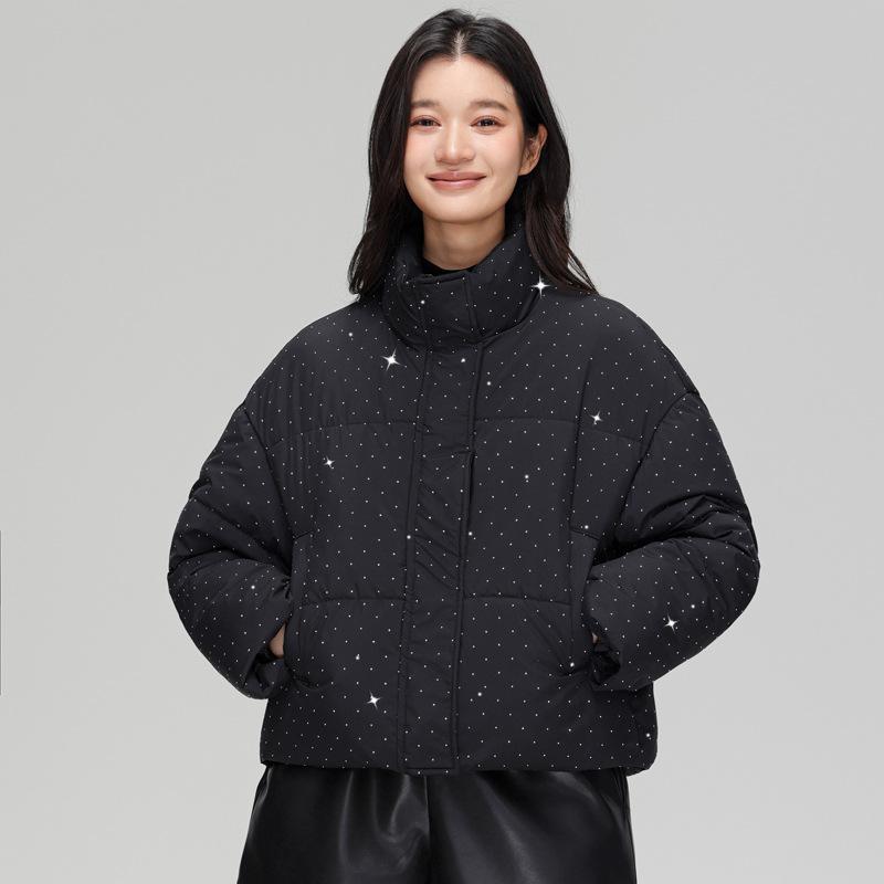 Down Padded Jacket Winter New Padded Jacket Short Comfortable Versatile Fashion Casual Warm Stand-up Collar Solid Color