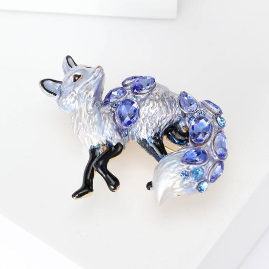 Vivid Fox Shape Brooch Shiny Rhinestones Pin Women Lovely Enamel Animal Party Casual Badge Clothes Accessories