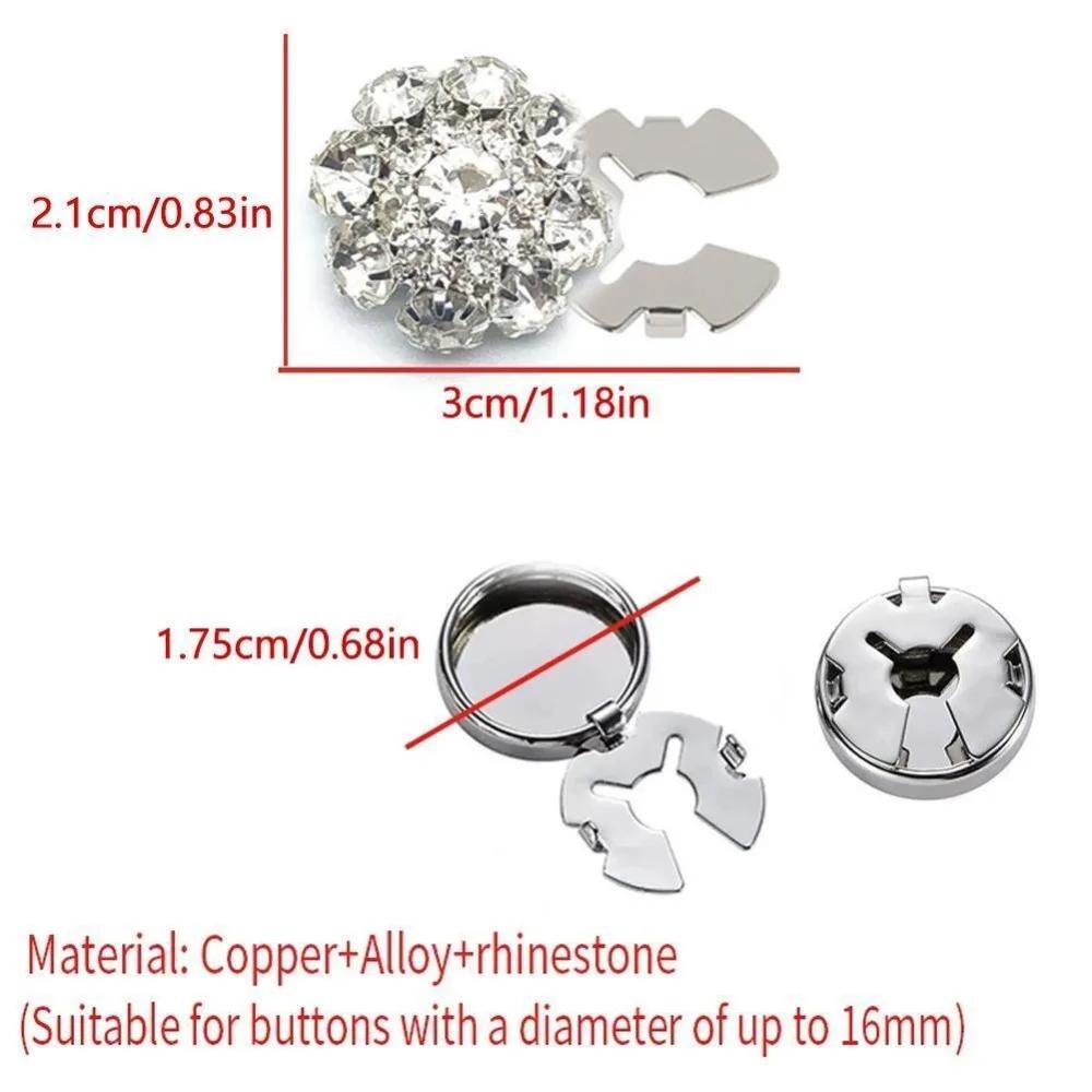 2PCS Rhinestone Rhinestone Button Cover DIY Accessories Alloy Cufflinks Button Cover Shirt Button Box