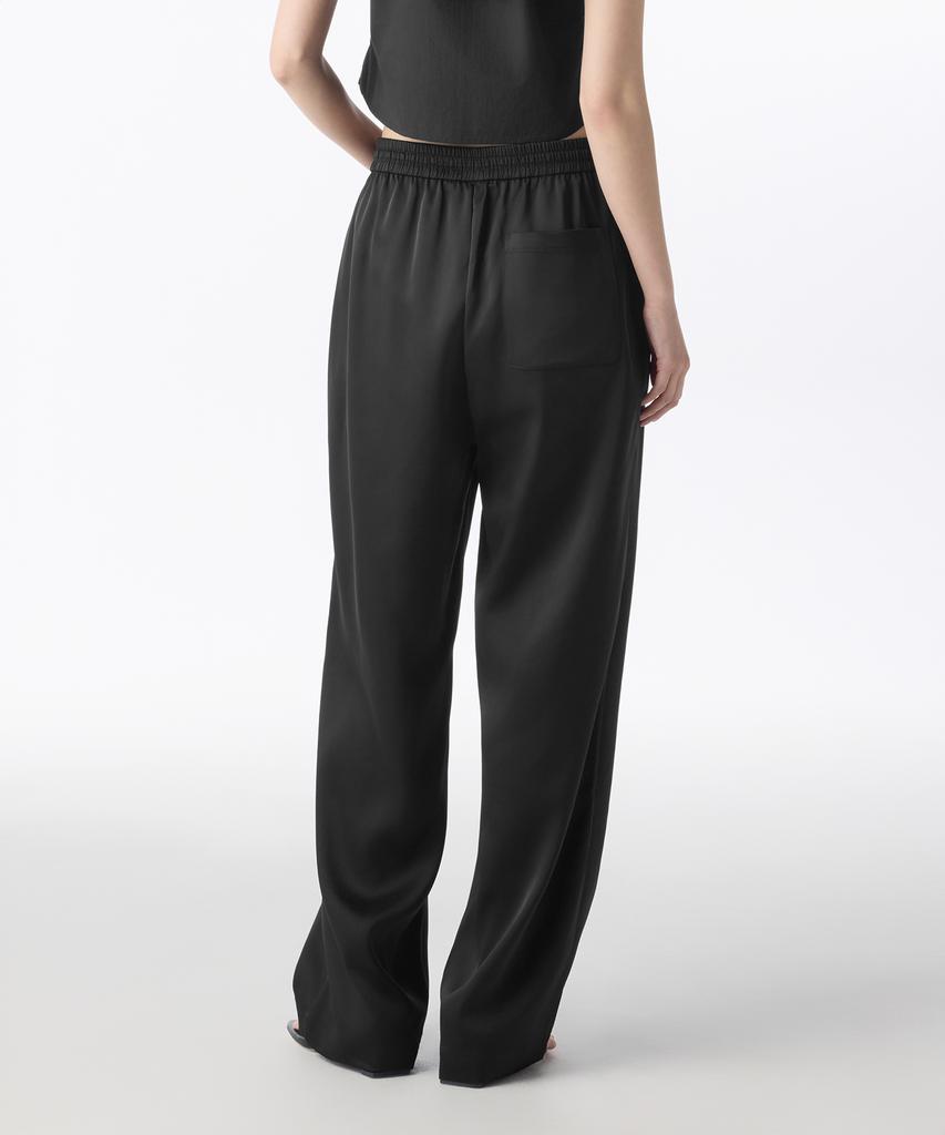 MUSINSA STANDARD WOMAN Женские атласные широкие эластичные брюки [Черный]
