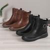 Women's Retro Round Toe Side Zipper Martin Boots - Short Tube, Thick Sole, Flat Bottom, British Style, Plus Size Available.