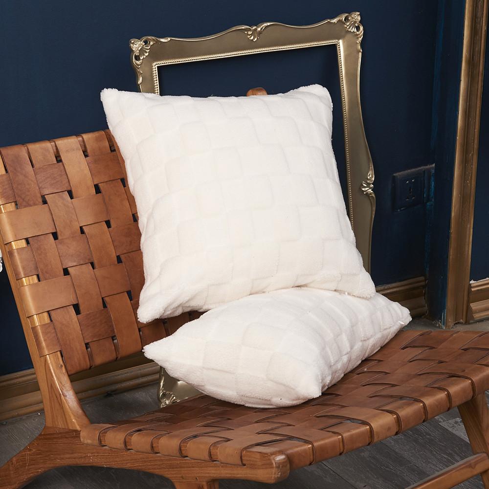 Pillowcase Only Luxurious Plush Square Cushion Cover For Sofa And Living Room With Invisible Zipper