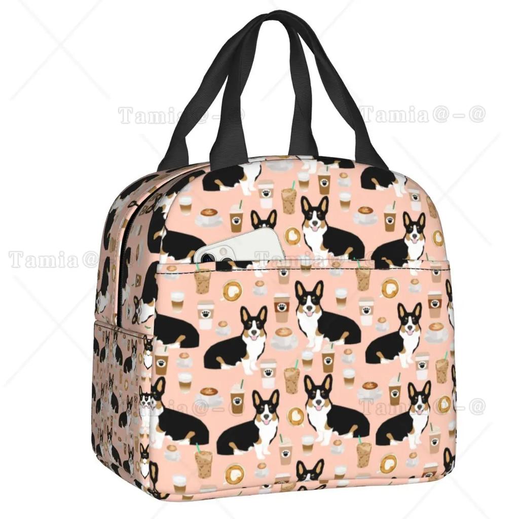 Кофе Welsh Corgi Dog Многоразовые ланч-боксы для женщин Водонепроницаемый охладитель Термосумка для еды Изолированная сумка для обеда для детей Школьники