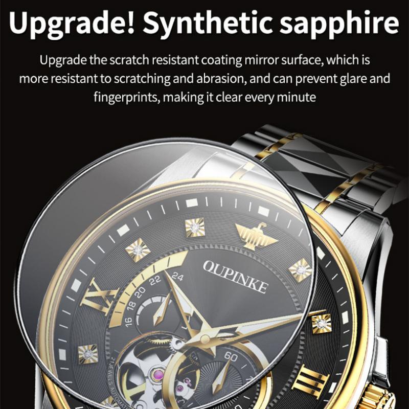 OUPINKE Новые мужские часы для бизнеса и отдыха, многофункциональные светящиеся полые часы для бизнеса, элитные часы