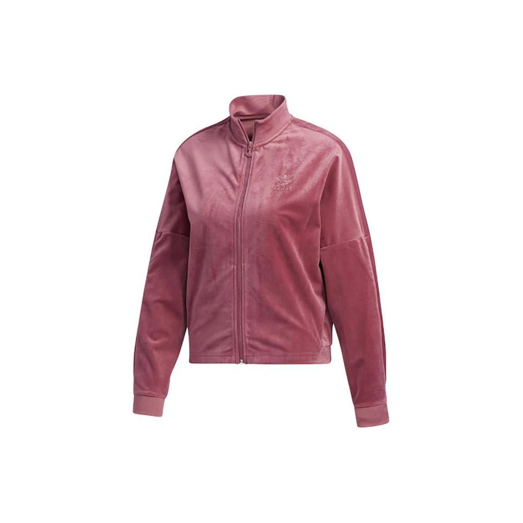 Adidas Originals Logo Embroidered Casual Sports Velvet Stand Collar Jacket Women Jacket Rose GV2919
