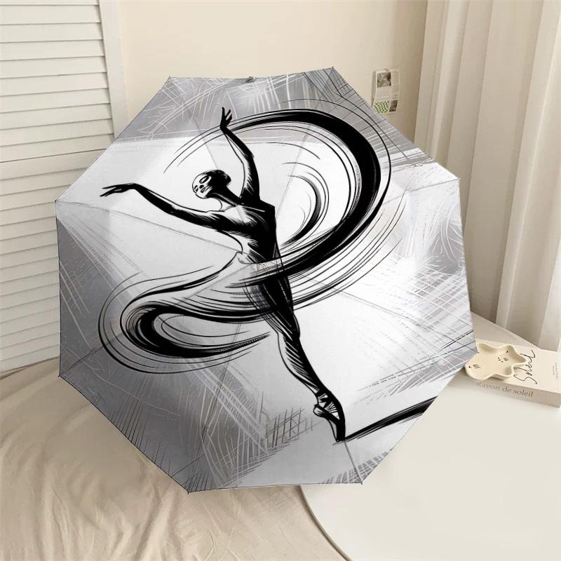 1PC Ballet Dancer Umbrella-8-Rib Reinforced, Automatic Open, Lightweight & Durable, Cute Fashion Accessory for Outdoor-Y0319