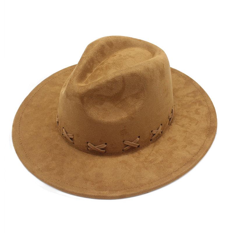 Замшевая шляпа персикового цвета с шерстяным цилиндром и плоскими полями, прямой край, джазовая шляпа