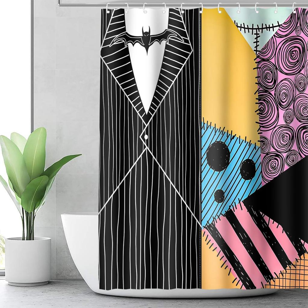 Halloween Shower Curtain, Halloween Curta for Bathroom, Holiday Decor Bath Curtain Waterproof Washable Fabric Set with 12 Hooks 72x72in YLYHTE170