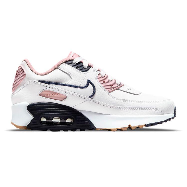 Nike Кроссовки Air Max 90 Leather SE GS Женские Повседневные Белый Розовый Глейз Чили Красный DB0472-100