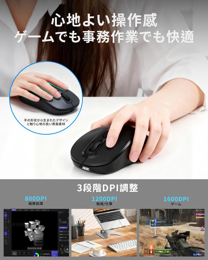 Беспроводная мышь, Bluetooth 2.4 ГГц, Тихая, Компактная, Моментальное подключение, Перезаряжаемая Type-C, Энергосберегающая, Оптическая, Высокая точность, Высокая чувствительность,