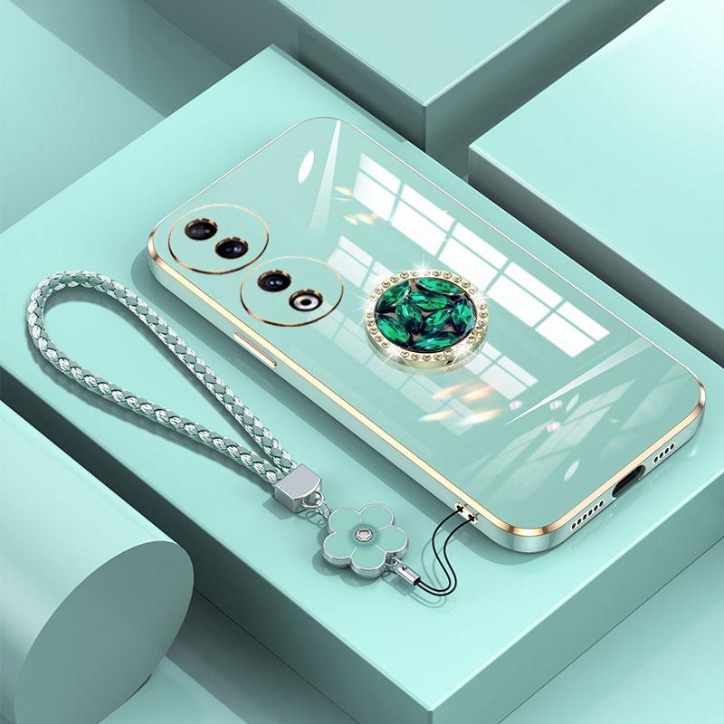 Чехол для Honor 90 Роскошный чехол-кольцо с бриллиантами для Honor 90 Pro 50 70 Lite X9a Чехол для телефона с цветочным шнурком Гальванические чехлы Honor90 5G
