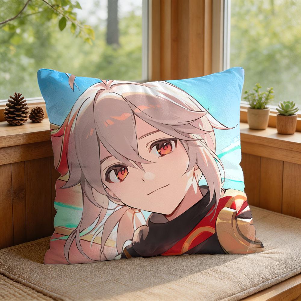Kaedehara Kazuha Genshin Impact Cushion Cover Square Short Plush Pillow Case Living Room Sofa Home Decor Funda X