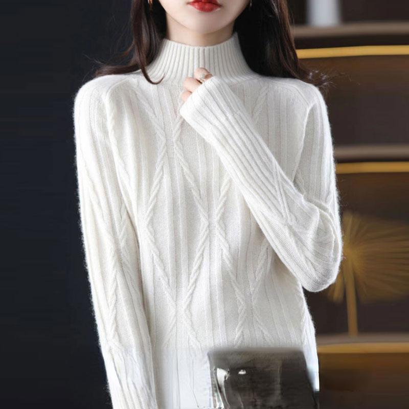 Осень 2022, женский свитер, шерстяной вязаный пуловер, базовые модные топы, футболки, водолазка с длинным рукавом, повседневная фиолетовая