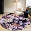 Элегантный 3D ковер в стиле ретро с большим цветком, круглый коврик для стула, классический коврик для журнального столика, ковер для прихожей, украшение в европейском стиле, прикроватный ковер