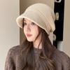 Autumn and Winter Solid Color Thickening Fashion Warmth Ladies Cap Knitted Soft Polyester Hat Knitted Hat with Visor
