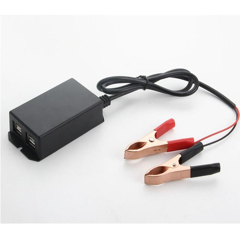 Автомобильный USB-концентратор для мотоцикла, зарядная станция для телефона, преобразователь постоянного тока с зажимом для аккумулятора, 4 USB-порта, адаптер питания