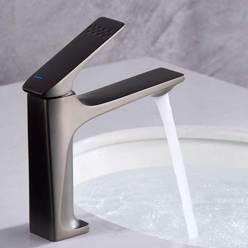 Gunmetal Grey Luxury Wall-Mounted Copper Basin Faucet
