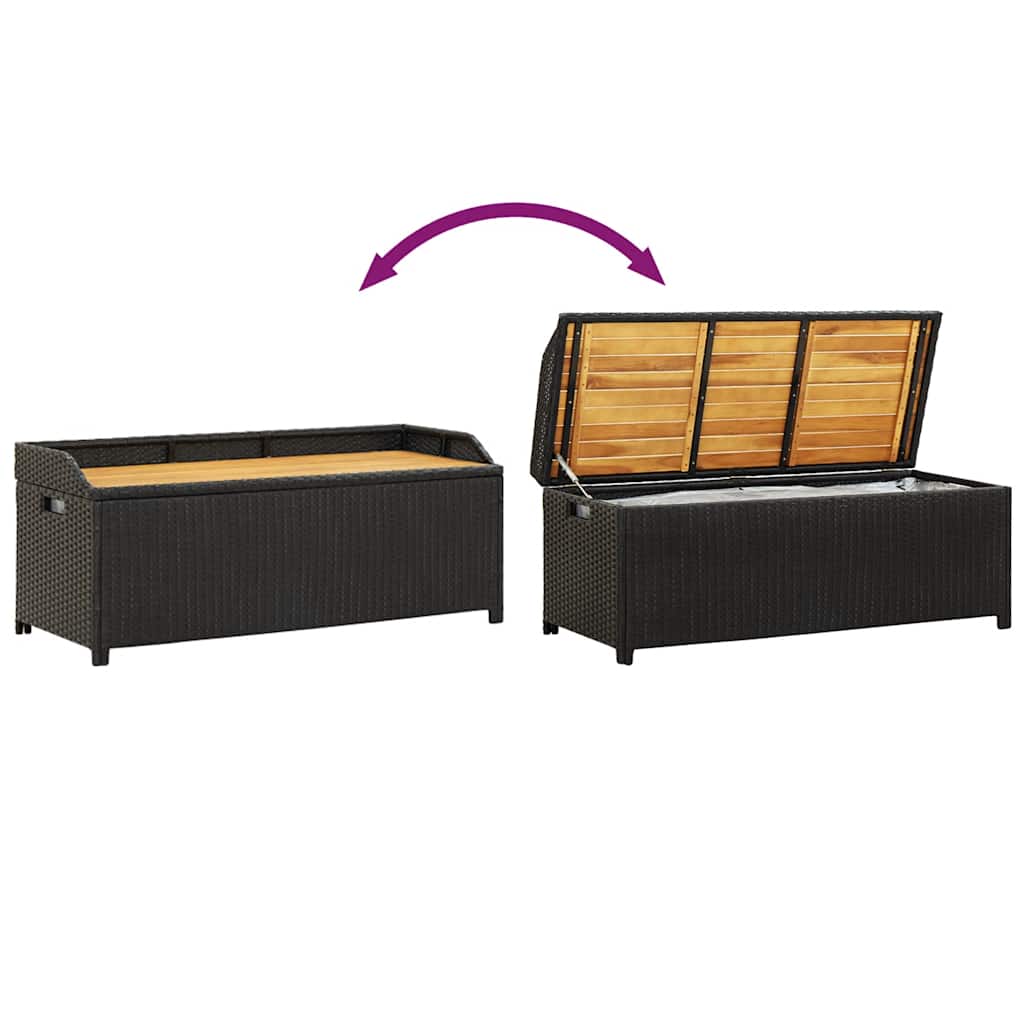 Storage Bench with 120 cm Poly Rattan in Black