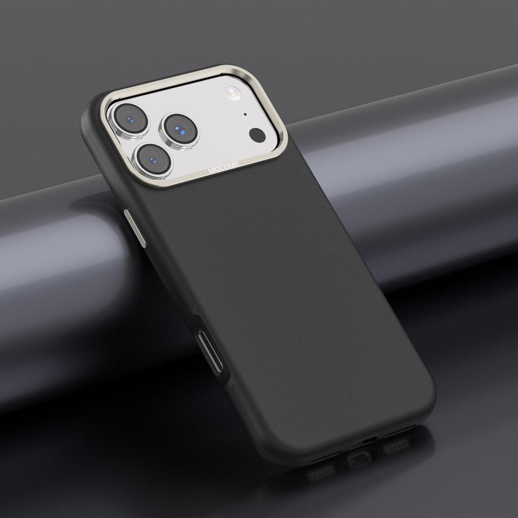 Клетчатый кожаный чехол с магнитом для iPhone 17 Pro Max с металлическим ободком для камеры и защитой от падений