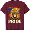 Lion Pride LGBT Rainbow Flag Sunglasses Graphic Tee Casual Cotton T-Shirt for Men