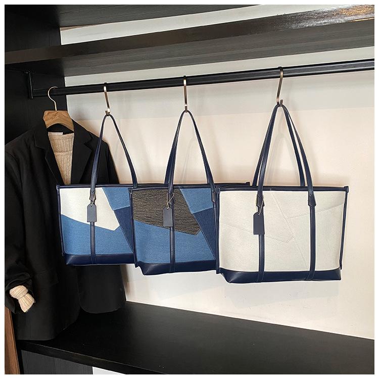 Джинсовая сумка большой вместимости женская летняя универсальная 2025 новая сумка-мессенджер в стиле пэчворк, студенческая сумка-тоут для занятий