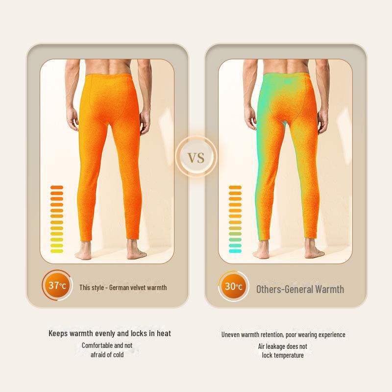 Мужские толстые бесшовные леггинсы из шелка и шерсти с бархатом на осень/зиму