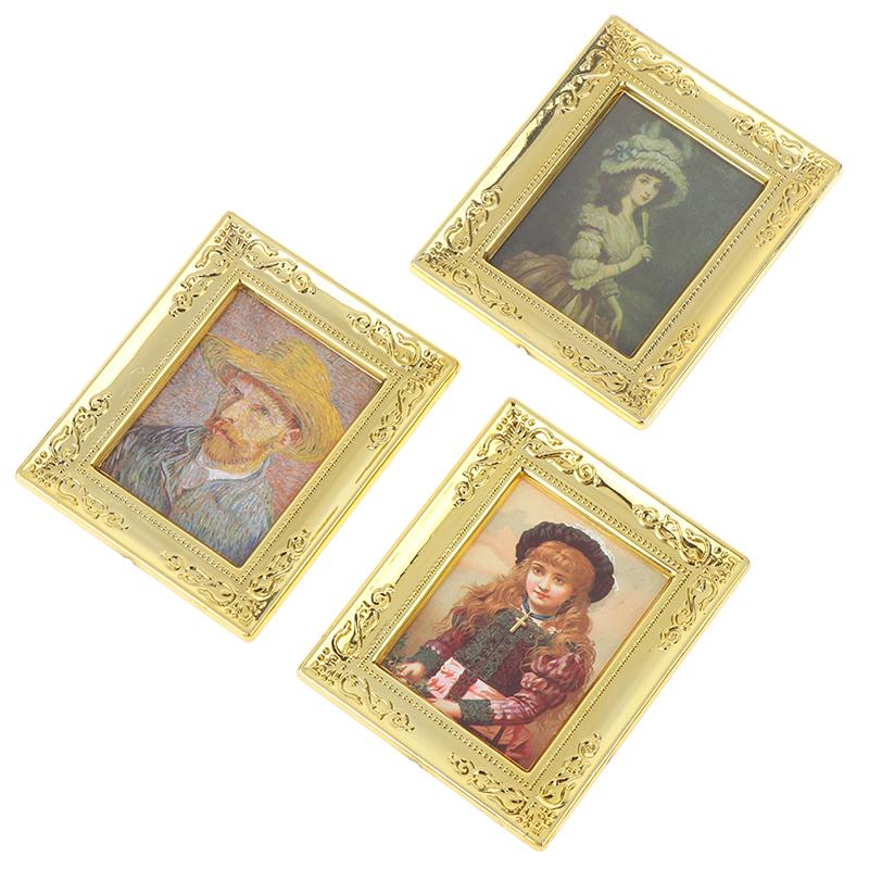 Кукольный домик Миниатюра 1:12 мини-декоративных аксессуаров, антикварная картина маслом в рамке
