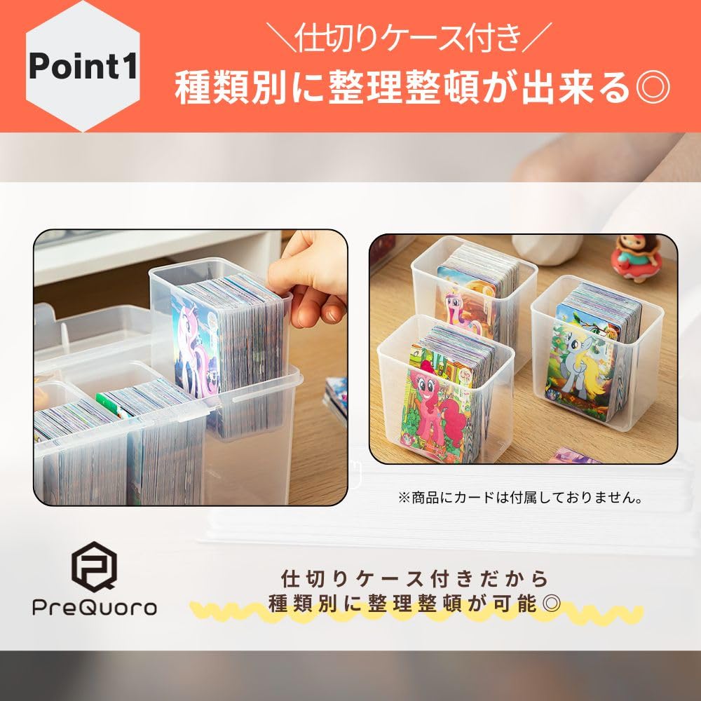 PreQuoro Карточная игра Большой емкости Хранение карт Покемон Карта PSA Прозрачный ящик для хранения для коллекционных карт Кейс, Коробка, Совместимый,