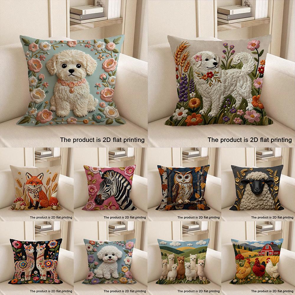 pc Adorable D Flat Printed Animal Themed Pillow Covers Sofa cushion cover home bedroom room decoration