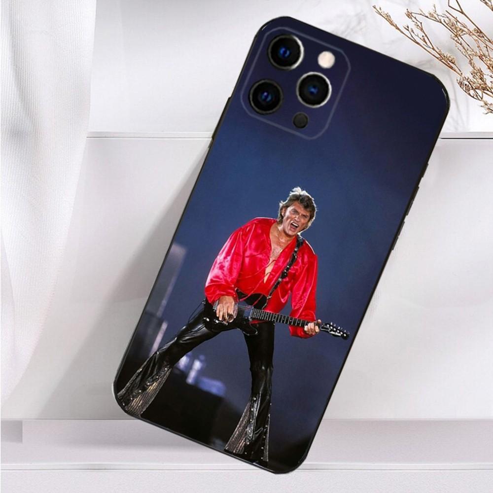 Чехол для iPhone 16,15,14,13,12,11 Plus,Pro Max,XS,X,XR,SE,Mini,8,7 Певец J-Johnny H-Hallyday Мягкий силиконовый черный чехол