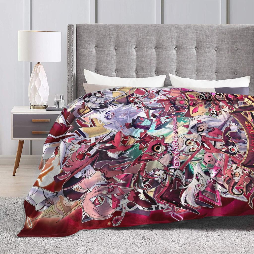 Hazbins Hoteles Anime manta suave avión viaje ropa de cama de felpa lanza esponjosa sala de estar colcha de franela funda de sofá cama